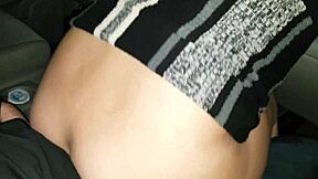 new years eve babe flashes tits then takes public creampie from boyfriend in the car??