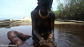 Water drips teasingly from her skinny solo perfect shaped tits in softcore reveal