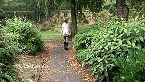 skinny granny flashes tattoos outdoors in public 😈👵🌳