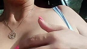 oh man public flashin my big tits cum walkin with pussy play humiliation feels so naughty