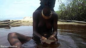 Water drips teasingly from her skinny solo perfect shaped tits in softcore reveal