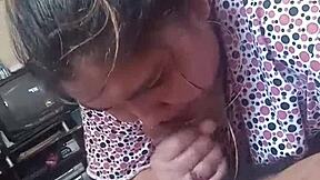 Hey, check out my mother-in-law's insane blowjob skills up close and raw