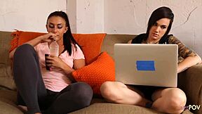 tattooed emo girl and her friend get close on the couch