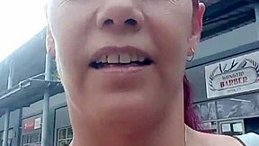 oh man public flashin my big tits cum walkin with pussy play humiliation feels so naughty