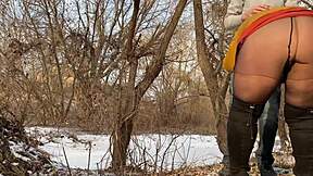 Chubby Stepmom's Huge Ass Pees Bent Over in Homemade Fetish