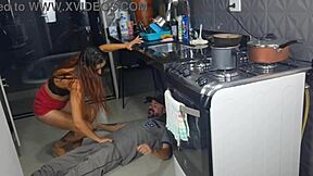 Latina wife greets plumber panty-free in jeans