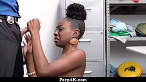 Black teen detained fucked doggystyle by mall cop