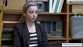 Officer tempts petite teen shoplifter with risky uniform fuck