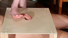 mistress stomps slave cock bare feet then footjobs him hard