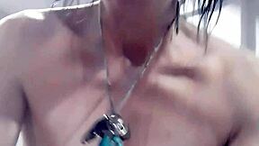 Hot goth girl trembles in ecstasy fucking herself wildly hard