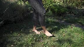 i crush flowers barefoot feeling grass under toes