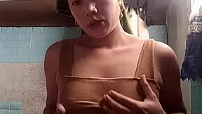 Peeking at Asian Girl Next Door's Sheer Tease Turns So Tempting