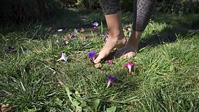 i crush flowers barefoot feeling grass under toes