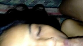 Pretty student girl's mouth overflows with multiple cum spurts in wet climax