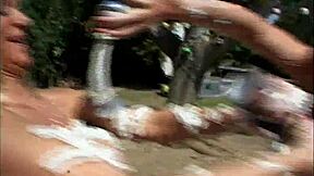 Titty Mania 9: Blondes and Brunettes Lick Muff with Double Dildos