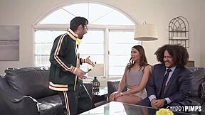 Katrina colt moans as hubby watches her get ass licked then ride cock sideways sloppy.