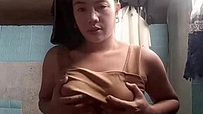 Peeking at Asian Girl Next Door's Sheer Tease Turns So Tempting