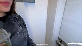 pretty latina strips oils ass for homemade anal creampie