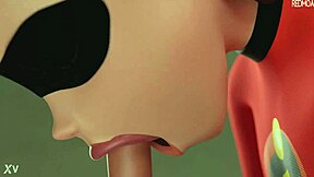 elastigirl gulps massive cock in hd blowjob animation