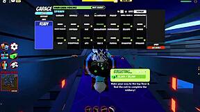 Busty cop bitch blows cock with titty fuck in Roblox jailbreak chaos