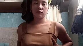 Peeking at Asian Girl Next Door's Sheer Tease Turns So Tempting