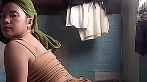 Peeking at Asian Girl Next Door's Sheer Tease Turns So Tempting