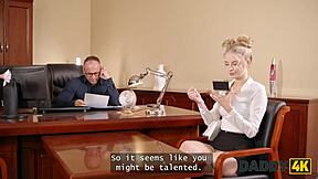 naughty blonde boasts skills during tense job interview
