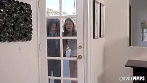 Katrina colt moans as hubby watches her get ass licked then ride cock sideways sloppy.