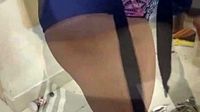 student sneaks private moments in the hotel bathroom