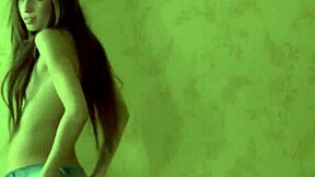 girlfriend's jeans hug her curves as she teases solo