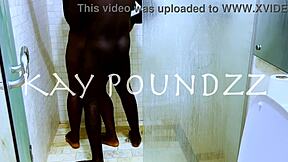 Couple bends over in shower for deepthroat blowjob on big black cock then doggystyle ass pounding