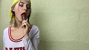 Teasing Classmate's Big Tits Drip with Hot Cum Coverage