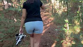 deep in woods brazilian babe strips bare flaunting huge ass and perky nips