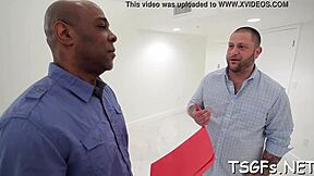 Ladyboy Floozy Rides Anal Cock and Groans Loudly