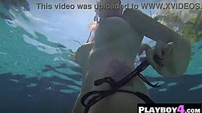 Redhead Elizabeth Marxs poses in lingerie baring natural tits