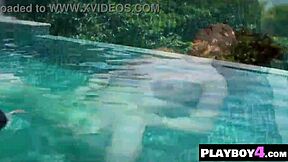 Redhead Elizabeth Marxs poses in lingerie baring natural tits