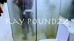 Couple bends over in shower for deepthroat blowjob on big black cock then doggystyle ass pounding