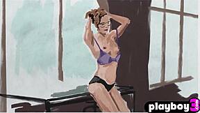 man perfect tits teen secretary skye blue strips naked after office boredom