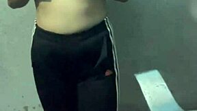 student sneaks private moments in the hotel bathroom