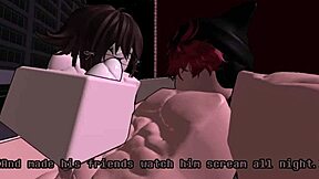 white girl dominates wannabe gangster in femdom roblox rule34 cartoon