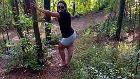 deep in woods brazilian babe strips bare flaunting huge ass and perky nips