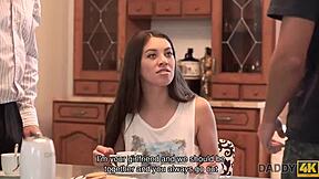 daddy leaves for a car ride, so why does his girl turn slut and ride old cock?