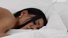 Adelle Sabelle's tied up pussy pounded missionary by boyfriend's monster cock