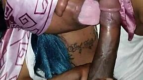 Blindfolded bbw chokes on pretty old man's monster black cock bareback