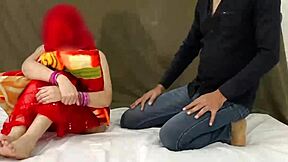 Skinny arab wife surprises horny hubby with tight shaved pussy fuck on karva chauth