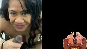 polynesian bbw chokes on bbc backstage then rides it hard