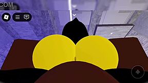 yellow creature's big ass and tits dominated in femdom sex