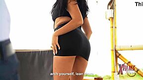 Little Latina with Big Tits and Ass Passes Outdoor Casting Deepthroat Test!