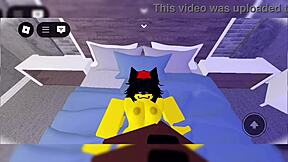 yellow creature's big ass and tits dominated in femdom sex