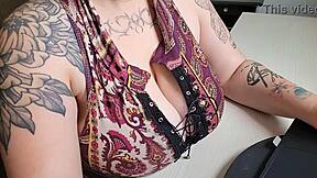 Office Friend Lets You Stare at Her Huge Saggy Tits Big Nipples and Puffy Pussy
